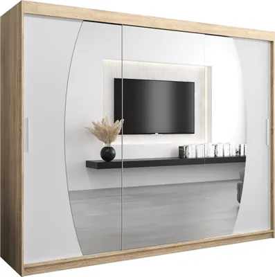 Produktbild von Kleiderschrank, Schiebetürenschrank Schlafzimmer, Schrank mit Spiegel ELYPSE 250 cm