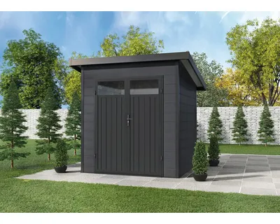 Produktbild von Gartenhaus Finnhaus WPC-Modern A inkl. Geräteraum, Dachrinne 200 x 200 cm anthrazit