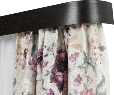 Produktbild von SN Deco - Vorhangschiene SH Set 3-läufig schwarz 480cm, mit Endbögen, Gardinenschiene, vorgebohrt, m. Blende Wenge 7.5cm, Komplettes Zubehör und Röllchen