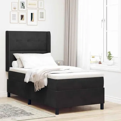 Obrázok produktu pre Maison Exclusive - Posteľ s pružinovým rámom s matracmi Čierna 90 x 200 cm Zamat