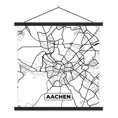 Produktbild von MuchoWow® Textilposter Karte - Aachen - Stadtplan 90x90 cm mit schwarzem Rahmen - Magnetisches