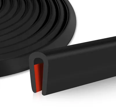 Immagine prodotto di Profilo a U autoadesivo in gomma EPDM, 2 mm x 3 metri, colore nero, per protezione bordi