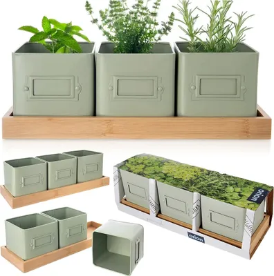 Zdjęcie produktu dla Doniczka Orion Doniczka na zioła ze spodkiem GREENISH 4 szt.