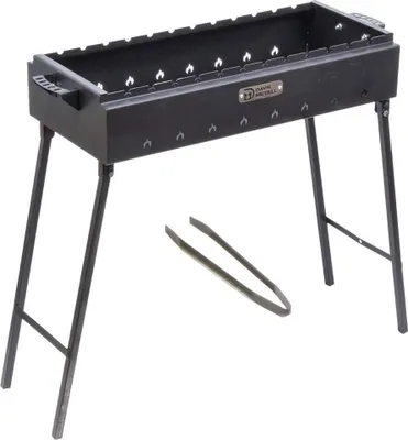 Produktbild von SET Mangal Holzkohlegrill 2mm Stahl 70cm lang Klappbeine + 20 Grill-Spieße 50cm 2mm stärke