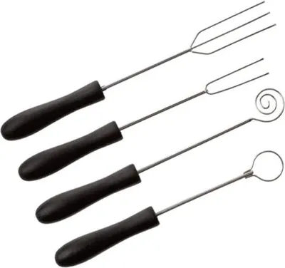 Produktbild von Schokoladen-Gabel-Set aus 4 Metallgabeln