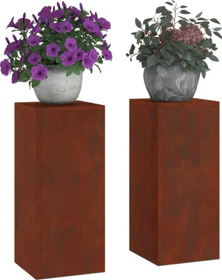 Immagine prodotto di vidaXL Sostenitore per piante 2 pezzi Ruggine 24 x 24 x 55 cm Acciaio resistente alle intemperie