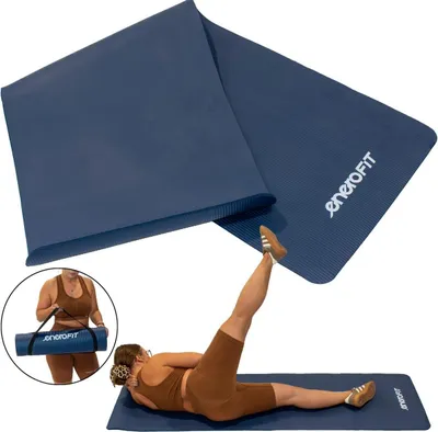 Obrázok produktu pre Enero Fit fitness podložka NBR 183x60x1 cm modrá - protišmyková, mäkká a odolná, s vysokým odpružením, ľahko sa roluje - vrátane popruhu na prenášanie a tašky