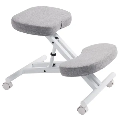 Produktbild von Kniestuhl Kniehocker Sitzhocker Bürohocker Gesundheitsstuhl ROBERT in weiß/ grau, höhenverstellbar, bequem gepolstert, rollbar