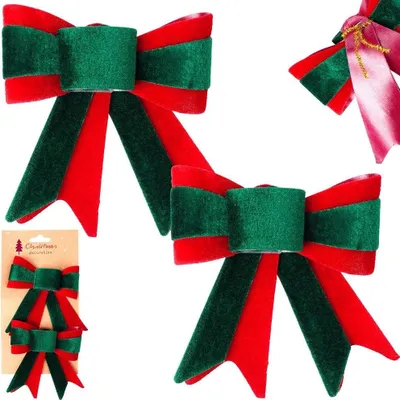 Zdjęcie produktu dla Kokarda dekoracyjna świąteczna welurowa 11,5x13 cm 2 szt.