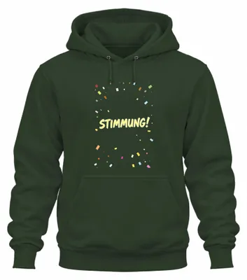 Obrázok produktu pre STIMMUNG! Párty s konfetami, darček k narodeninám, retro mikina s kapucňou, tmavozelená, veľkosť S