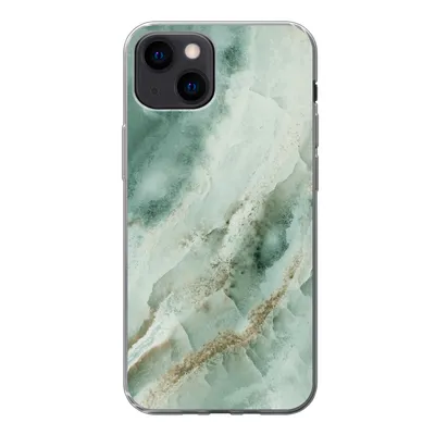 Produktbild von MuchoWow® Handyhülle Schutzhülle Hülle für iPhone 13 mini Naturstein - Grün - Chic Silikon Softcase Handy Hülle - Softcase