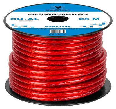 Obrázek produktu pro Alumíniový a měděný napájecí kabel 4GA, 6,7 x 8,31 mm, 25 m, červený