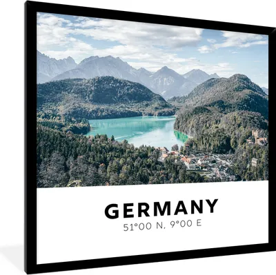 Produktbild von MuchoWow® Gerahmtes Poster Deutschland - Meer - Bergen 40x40 cm - Poster mit Schwarzem Bilderrahmen Wandposter Rahmen Foto Bilder - Mit Rahmen - Wanddekoration Schlafzimmer