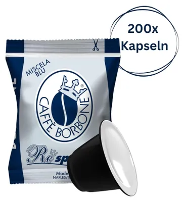 Produktbild von Caffè Borbone Blaue Kaffeemischung, 200 Kapseln, kompatibel mit Nespresso®*
