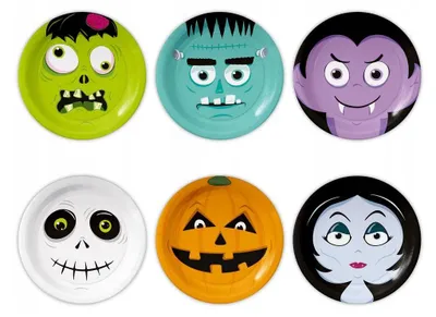 Image de Assiette en papier monstre d'haloween 18cm 6pcs - Party Pal