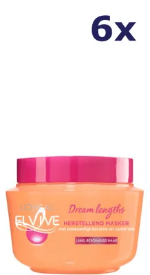 Productafbeelding van 6x L'Oréal Elvive Dream Lengths haarmasker, 300 ml