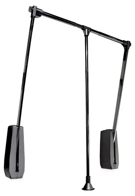 Zdjęcie produktu dla Emuca System Hang mocowany do ściany, 600-830 mm, Chromowane, Stal i Plastik, Malowane na czarno