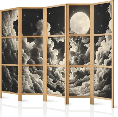 Obrázek produktu pro Japonský paraván Pozadí a vzory 225x172 cm 5dílný bílý