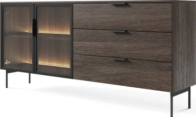 Produktbild von Furniturte24 Sideboard Lumi - C Wohnzimmerschrank Mit Led Kommode 181 Cm - Dunin Eiche