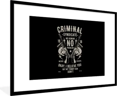 Produktbild von MuchoWow® MuchoWow® Gerahmtes Poster Mancave - Waffen - Verbrechen - Vintage 90x60 cm - Poster mit zchwarzem Bilderrahmen - Wanddekoration - Fotos