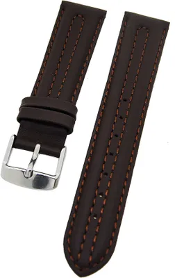 Produktbild von Uhrenarmband Kalbsleder abgesteppte Doppelwulst Dunkelbraun 20mm