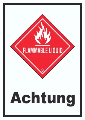 Produktbild von Schild Entzündbare flüssige Stoffe Achtung Flammable Liquid hochkant A6 (105x148mm)