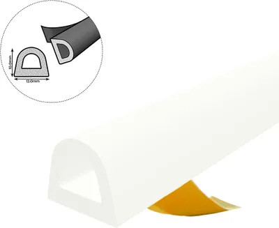 Produktbild von Fensterdichtung Türdichtung Gummidichtung D-Profil EPDM 12×10mm 5m Weiß selbstklebend