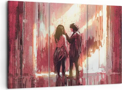 Produktbild von Bild auf Leinwand - Leinwandbild - Paar künstlerisch illustration liebhaber - 105x70cm - Wand Bild - Wanddeko - Leinwanddruck - Bilder - Kunstdruck - Leinwand bilder - Wandkunst - CE105x70-3198