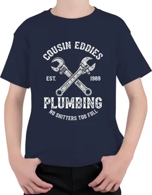 Immagine prodotto di Cousin Eddies Plumbing No Shitters Plumber Beautiful Weighting Maglietta unisex per bambini, Navy, 152