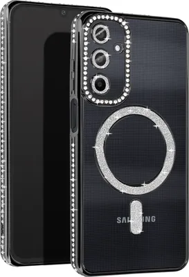 Produktbild von Avizar, Diamant-Hülle für Samsung A25 – MagSafe-Schutz mit Strass-Rand, Schwarz