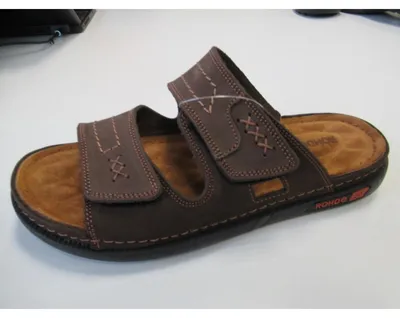 Produktbild von Rohde Herren Pantolette Leder Klettverschluss Clog Cento 6003, Größe:43 EU, Farbe:Braun