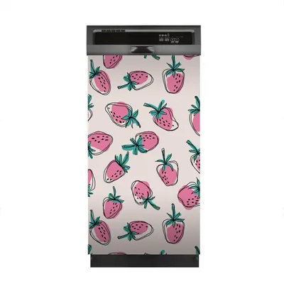 Produktbild von Magnete Dekorative 45x80 cm Küche Magnetmatte Spülmaschine - Rosa Erdbeeren doodle