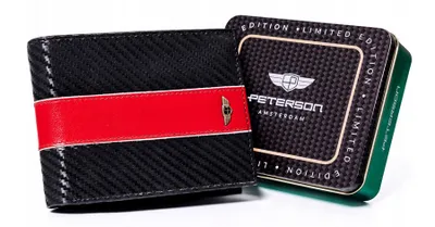 Obrázek produktu pro Peterson pánská peněženka z přírodní kůže RFID červená černá 12x9 cm