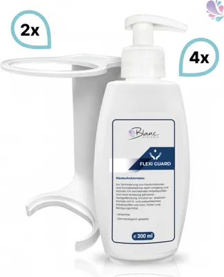 Produktbild von SET: Mini Fix-System - 2x Mini Fix Spender, weiß oder schwarz + Hautschutzcreme, silikonfrei, höchst ergiebig 4x 300 ml : Farbe - Weiß Farbe: Weiß