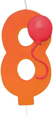 Produktbild von Geburtstags-Zahlenkerze 8 mit Luftballon-Motiv, 7 cm, für Geburtstagskuchen