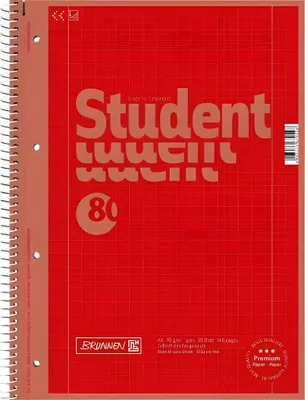 Immagine prodotto di BRUNNEN 1067928123 Collegeblock Student Premium Colour Code A4 quadrato, con linea di margine interna ed esterna, Lin. 28 Copertina: rosso