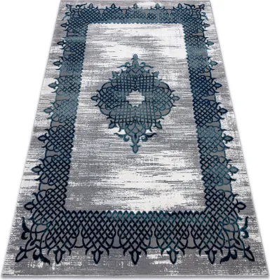 Produktbild von Teppich CORE W9797 Rahmen, Rosette - Struktur zwei Vliesebenen, blau / grau Blau 200x290 cm