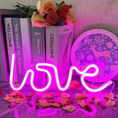 Obrázek produktu pro Světelný nápis "Licht Sign Liefde", LED, neonový LED nápis, napájený USB nebo bateriemi
