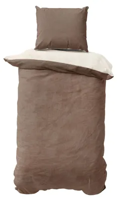 Produktbild von Müskaan 2 tlg Nicky Plüsch Wende Bettwäsche 155x220 cm nougat/natur Cashmere Touch Winter Bettbezug Set mit Reißverschluss