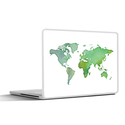 Produktbild von MuchoWow® Laptop Aufkleber Sticker Cover Weltkarte - Aquarell - Grün 32.5x23.5 cm - Sticker für Laptop - Selbstklebend