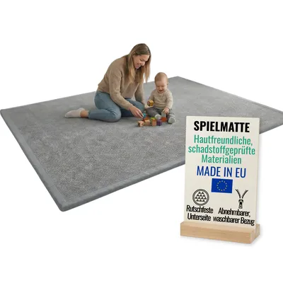 Produktbild von Pillows24 – Krabbelmatte Baby 150x200 cm | 3 cm Dick Spielmatte Kinder, Kinderteppich | Rutschfest & Pflegeleicht, Weiche Krabbeldecke | Spielteppich
