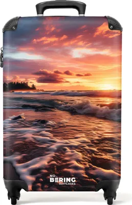 Produktbild von NoBoringSuitcases.com® Koffer Handgepäck Trolley Rollkoffer Kleine Reisekoffer mit 4 Rollen - Meer bei Sonnenuntergang - Cabin Size < 55x40x23 cm & 55x40x20 cm - Fotokoffer - Kabinenkoffer - BoardgepäckHandgepäck Koffer 55x35x20 cm, 36L,
