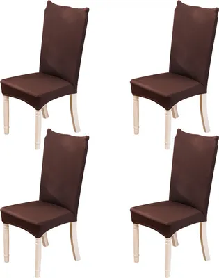 Produktbild von 4 PCS Stretch Dining Stuhlbezüge Abnehmbare waschbare Elasthan-Schonbezüge Stuhlschutzbezüge Dunkelbraun
