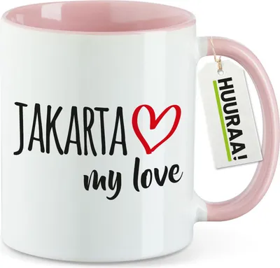 Produktbild von Huuraa Kaffeetasse Jakarta my love 330ml Rosa Keramik Kaffeebecher Geschenkidee