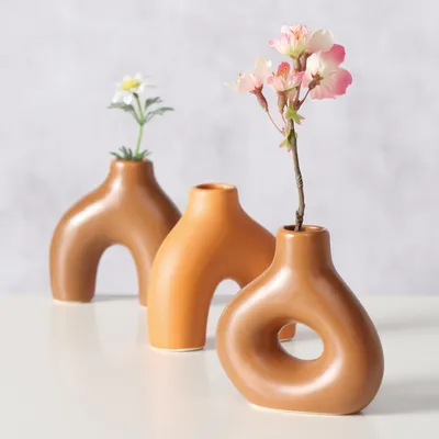 Immagine prodotto di Boltze Vase Metty, 3 tlg., H 10 cm, Steingut, Matt, Einfarbig