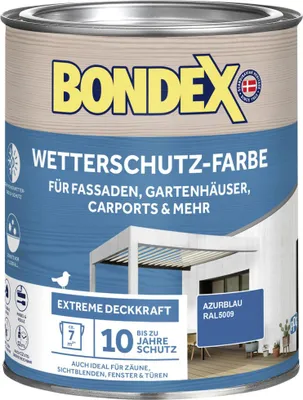 Produktbild von Bondex Wetterschutzfarbe 0,75 L azurblau