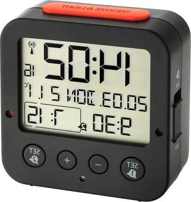 Productafbeelding van Bingo Wekker Digitaal Met Radioklok - Binnentemperatuur En Alarm - Datum En Werkdag - Zwart/Rood 81 x 33 x 81 mm