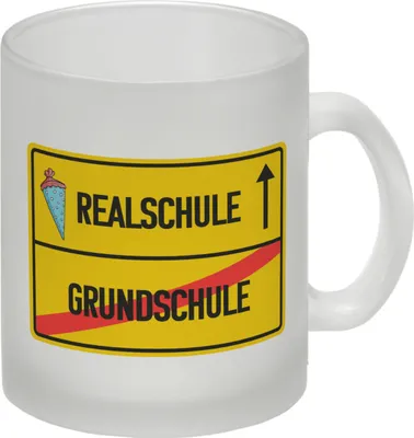 Produktbild von Realschule Ortsschild Glas Tasse zur Einschulung