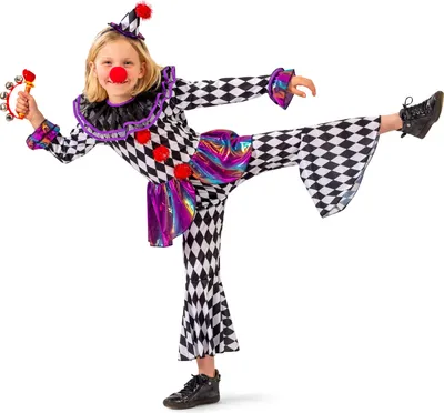 Produktbild von Harlekin Kinderkostüm "Chelsey" mit Hut | Pierrot Anzug Größe: 116