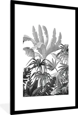 Produktbild von MuchoWow® Gerahmtes Poster Design - Pflanzen - Dschungel 60x90 cm - Poster mit Schwarzem Bilderrahmen Wandposter Rahmen Foto Bilder - Dekoration - Wandposter Wohnzimmer - Hochwertig